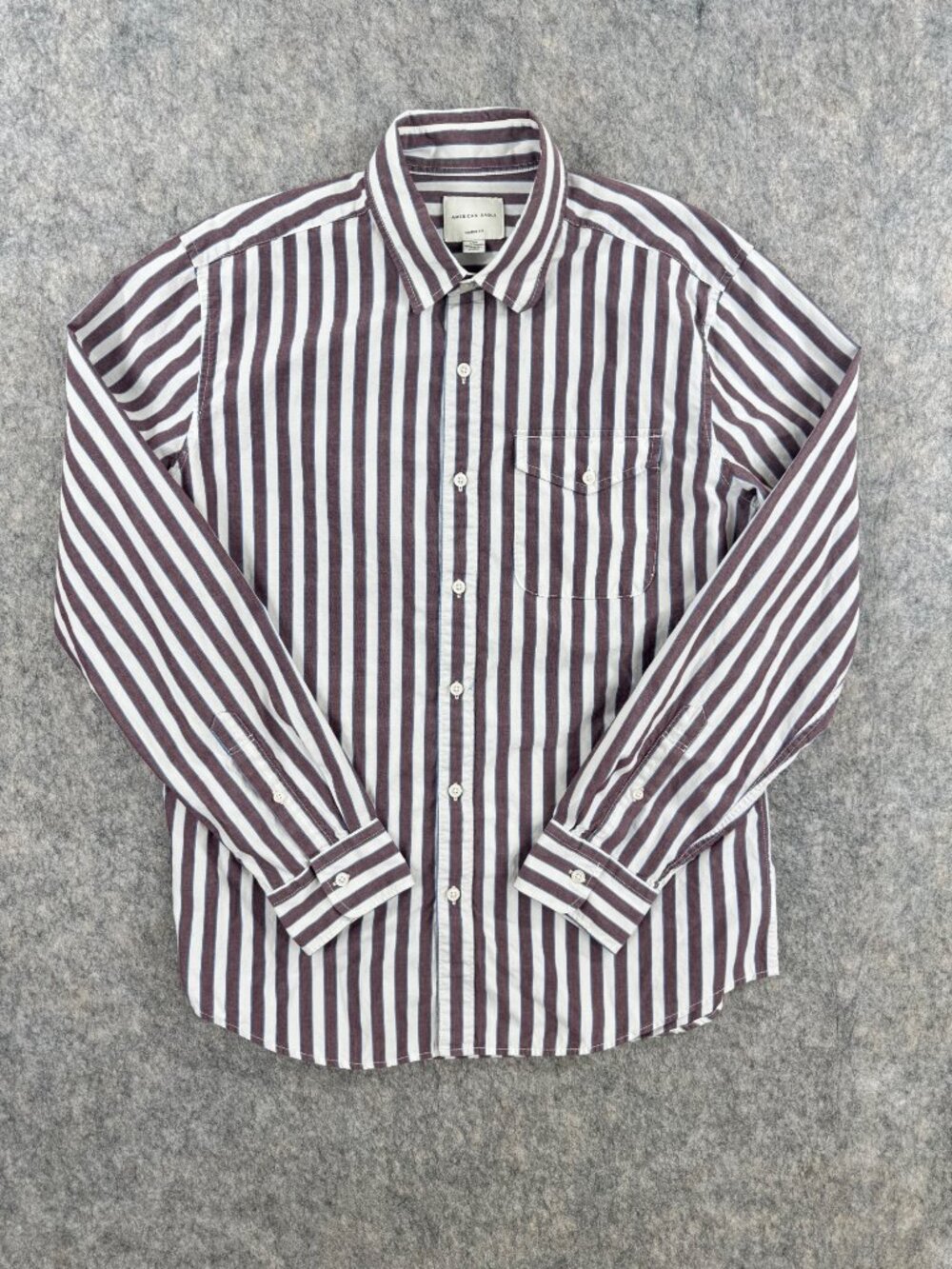 American Eagle Mens Shirt Button Up Striped Classic Fit Long Sleeve Sz L